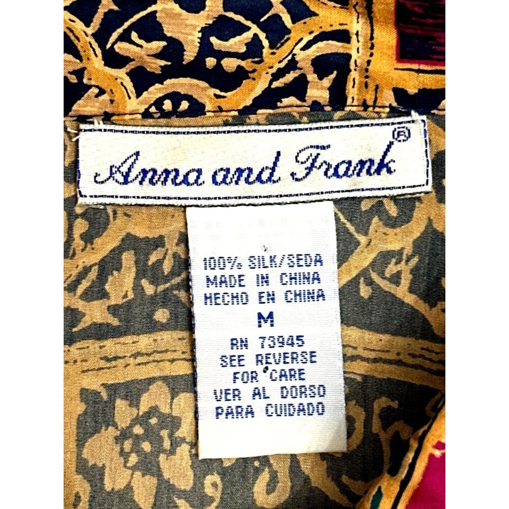 Anna And Frank Medium Vintage Multicolor All Silk Button Down Long Sleeve Shirt - Picture 8 of 11